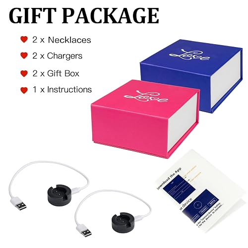 Long Distance Touch Necklace, Vibration & Light Up Remote Smart Matching Couple Necklace