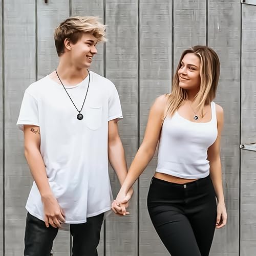 Long Distance Touch Necklace, Vibration & Light Up Remote Smart Matching Couple Necklace